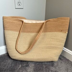 INC International Concepts Tan and Cream Woven Tote